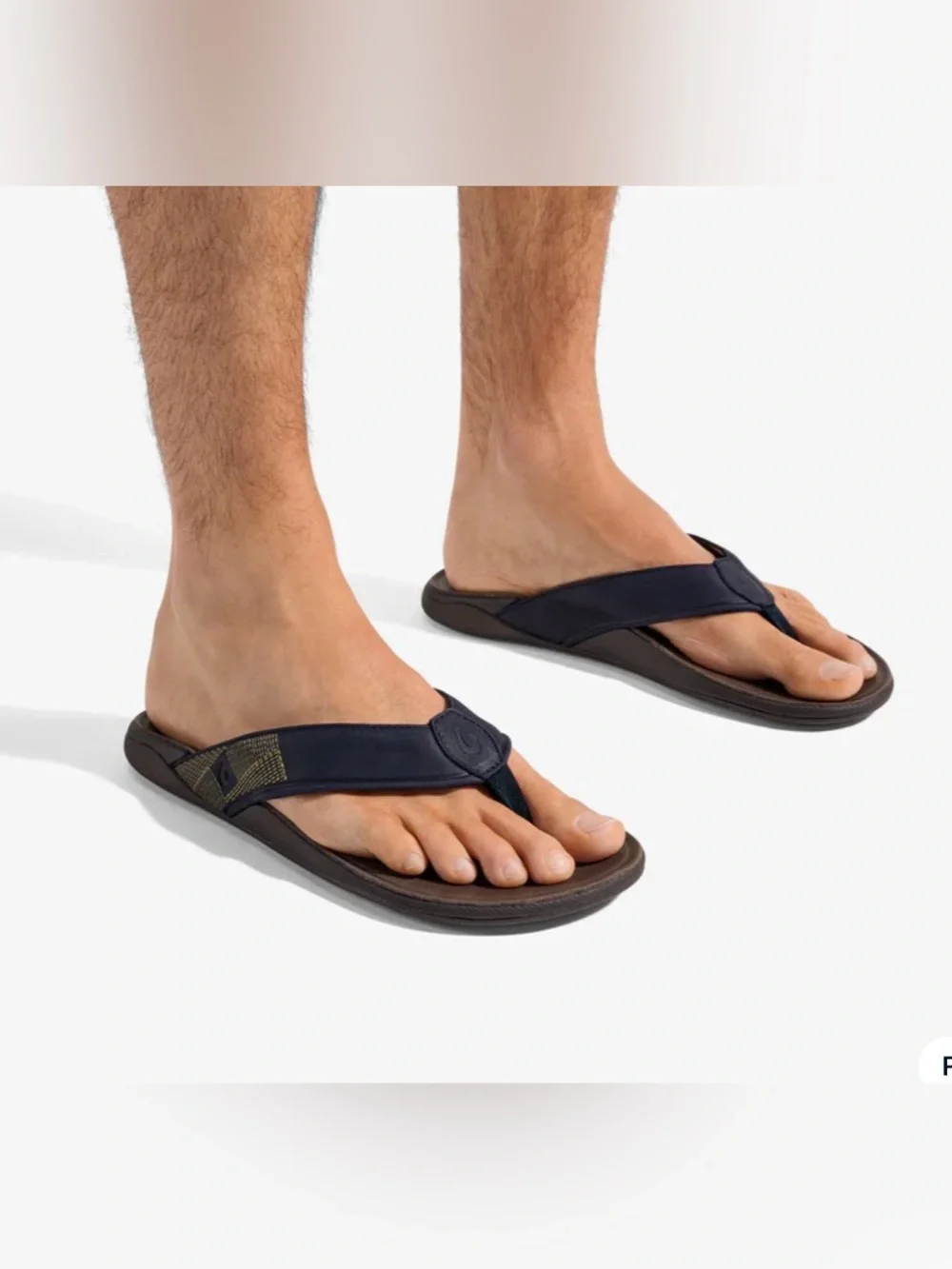 NEW OluKai Tuahine Sandals Men’s Sz 13 Waterproof Leather Flip Flops Trench Blue